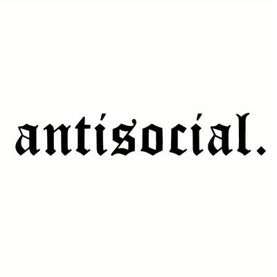 TEMU Car Vinyl Decal | 'antisocial' Gothic Font | Self-adhesive, Use | Multi-surface Application On Plastic, Glass & Metal | Black & For Vehicle Customization Image