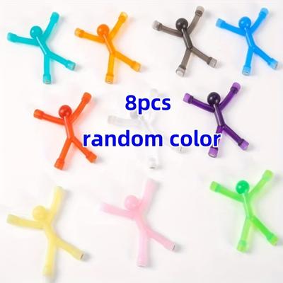TEMU 8pcs Mini Colorful Climbing Wall Figures With Hooks - Durable Plastic Random Assorted Colors For Home Office Holiday & Everyday Decor, Space-saving Versatile Storage Organizers Image