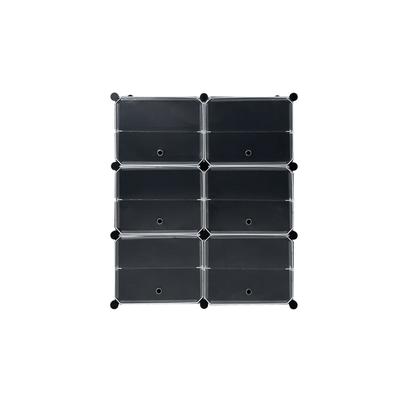 TEMU Plastic Shoe Rack, Diy Shoe Cabinet, Shoe Rack With Door, Black, Shoe Rack For Shoes, Bags, Tools, Slippers Storage Image
