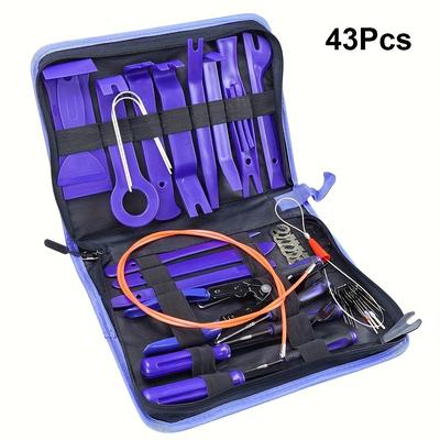 TEMU 43pcs Auto Trim Removal Tool Kit - Plastic Car Upholstery Repair Set With Precision Hook, Pick, Clip Pliers, Terminal Removal Key Tool, And Wiring Threader For Stereo And Panel Removal Image