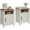 Farmhouse Nightstand with Barn Door, Set of 2, Bedside Table with Storage, Side End Table, Night Stand with Open Compartment