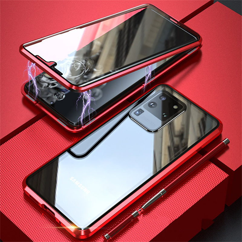 Phone Case For Samsung Galaxy S26 Ultra Plus S25 S24 S23 S22 S21 Ultra Plus Magnetic Adsorption Bumper Frame Magnetic Full Body Protective Solid Colored Tempered Glass Metal