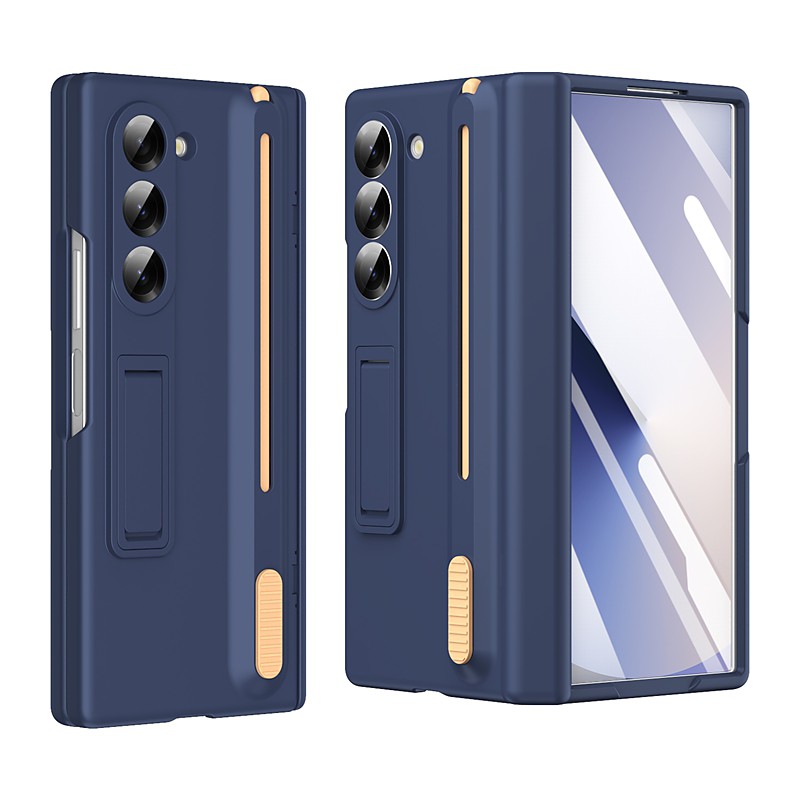 Phone Case For Samsung Galaxy Z Fold 7 Z Fold 6 Z Fold 5 Z Fold 4 Z Fold 3 Back Cover with Stand Holder Shockproof Retro TPU Silicone