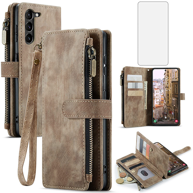 Phone Case For Samsung Galaxy S23 S22 S21 FE S21 Ultra Plus A34 A54 A53 S20 A32 A52 Leather Wallet Case Dustproof Leather Kickstand Solid Colored PU Leather