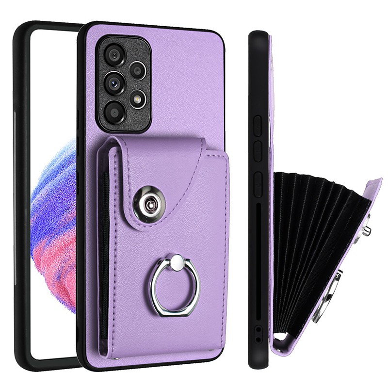 Phone Case For Samsung Galaxy S25 S24 S23 S22 Plus Ultra S23 FE Wallet Case Ring Holder Card Slot Shockproof Solid Color TPU PU Leather