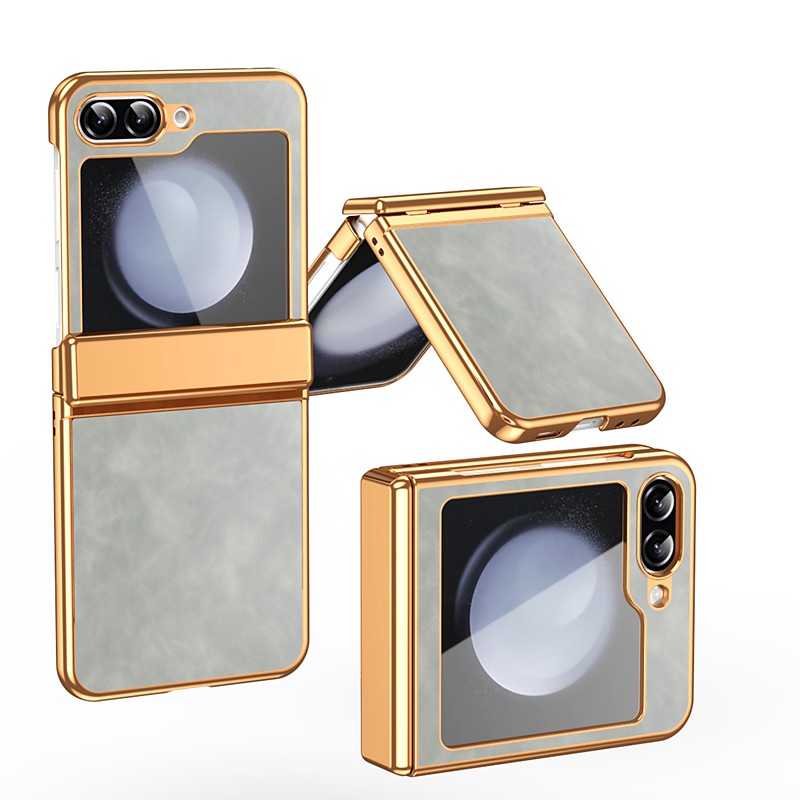 Phone Case For Samsung Galaxy Z Flip 6 Z Flip 5 Z Flip 4 Z Flip 3 Flip Cover Shockproof Retro Plating PC PU Leather