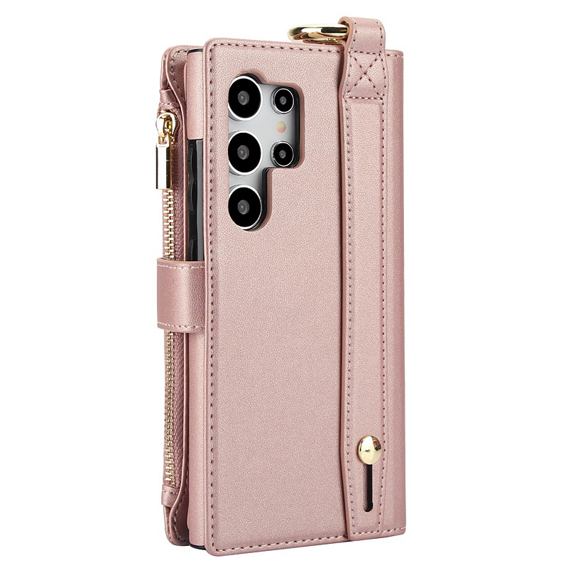 Phone Case For Samsung Galaxy S26 Ultra Plus S25 S24 S23 S22 S23 FE S21 Ultra Plus A55 5G A15 A14 Back Cover Wallet Case with Stand Holder Ring Holder Zipper Retro TPU PU Leather
