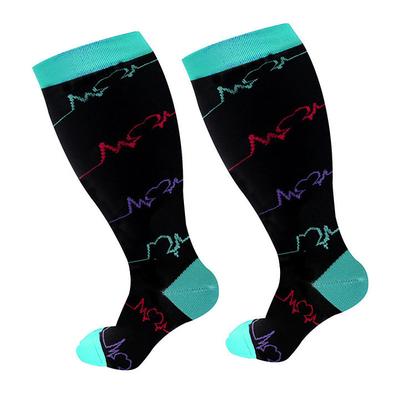 1 Pair Compression Socks Plus Size Wide Calf 15-20mmHg, Knee High Support Stockings for Women Men, Fat Legs Circulation Socks for Swollen Legs, Nurses, Flight, Travel, Daily Use