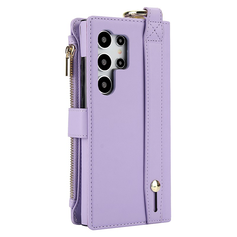 Phone Case For Samsung Galaxy S26 Ultra Plus S25 S24 S23 S22 S23 FE S21 Ultra Plus A55 5G A15 A14 Back Cover Wallet Case with Stand Holder Ring Holder Zipper Retro TPU PU Leather