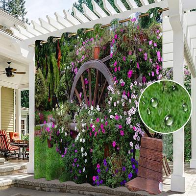Waterproof Outdoor Curtain Privacy, Sliding Patio Curtain Drapes, Pergola Curtains Grommet 3D Forest Landscape For Gazebo, Balcony, Porch, Party, 1 Panel