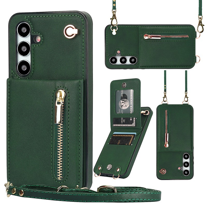 Phone Case For Samsung Galaxy S26 Ultra Plus S25 S24 S23 S22 S23 FE S21 Ultra Plus S20 Back Cover Wallet Case Zipper with Lanyard Kickstand Retro TPU PU Leather