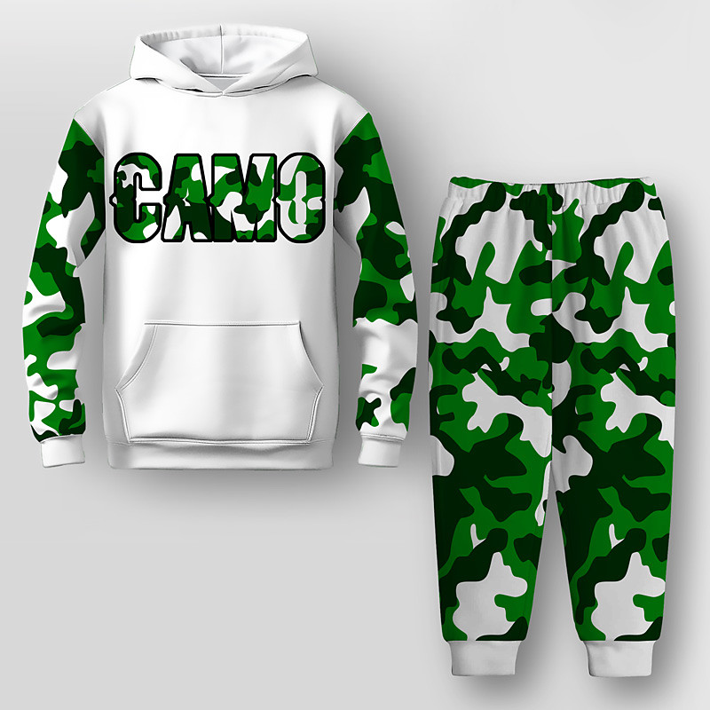 Boys 3D Graphic Camouflage Letter Hoodie Sweatpants Set HoodieSet Clothing Set Long Sleeve 3D Printing Summer Fall Active Fashion Cool Kids 3-12 Years Outdoor Vacation Street Regular Fit