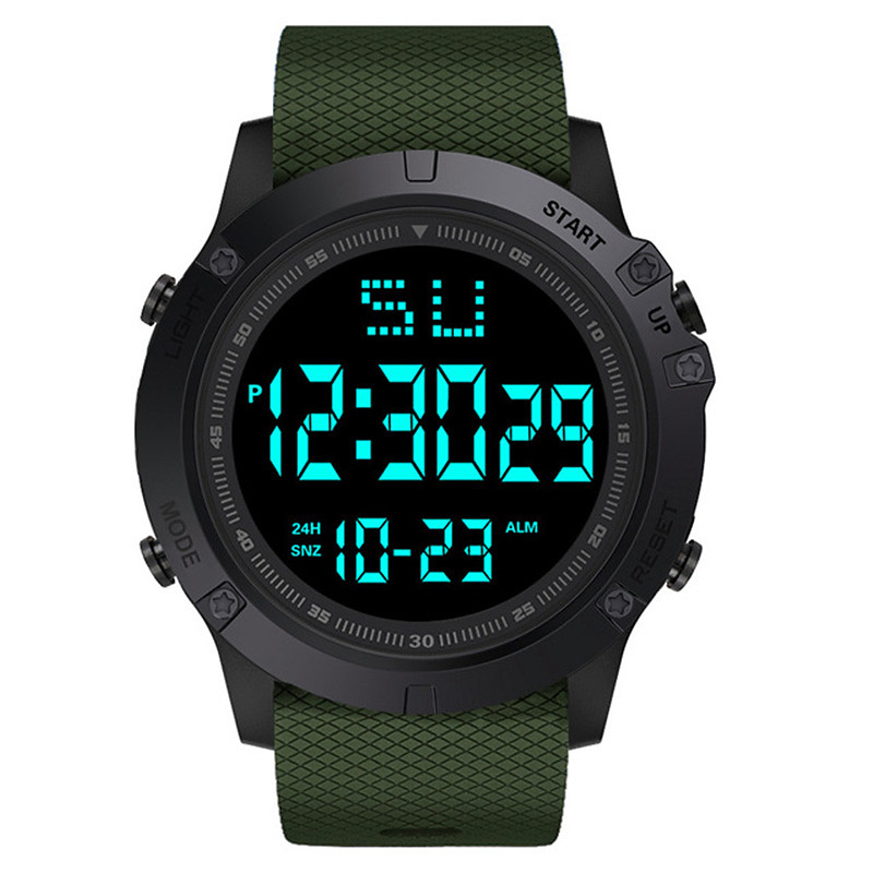 Men Digital Watch Multifunction Military Outdoor Sports Wristwatch Luminous LED Digital Watch Big Dial Waterproof Rubber Strap Electronic Watch for Students