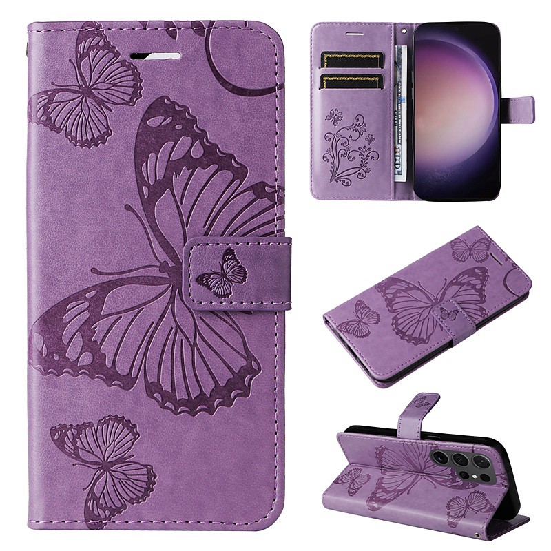 Phone Case For Samsung Galaxy S26 Ultra Plus S25 S24 S23 S22 S23 FE S21 Ultra Plus S20 A55 5G A35 5G Wallet Case Magnetic Full Body Protective with Wrist Strap Butterfly TPU PU Leather