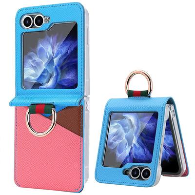 Phone Case For Samsung Galaxy Z Flip 6 Z Flip 5 Z Flip 4 Z Flip 3 Back Cover Card Slot Ring Buckle Shockproof Retro TPU PU Leather