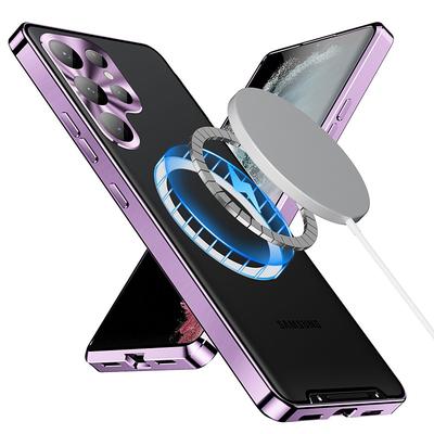 Phone Case For Samsung Galaxy S25 S24 S23 S23 FE S22 S21 Ultra Plus Magnetic Adsorption With Magsafe Camera Lens Protector Support Wireless Charging Shockproof Acrylic Aluminum Alloy