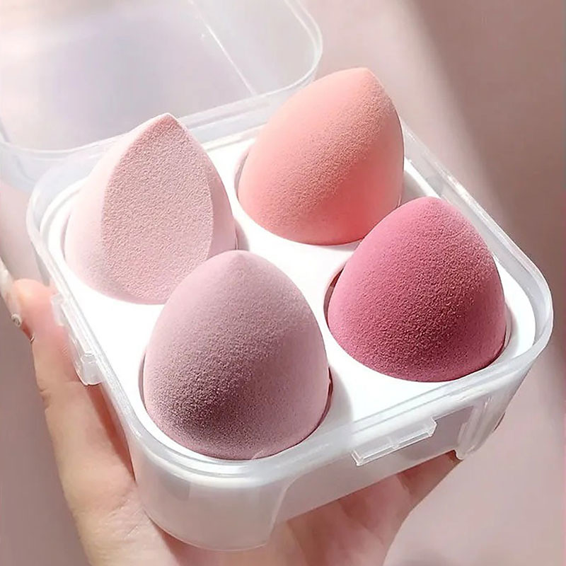 4 Pieces Sponge for Makeup Beauty Blender with Box Foundation Powder Blush Make Up Tool Kit Beauty Egg Makeup Sponge Cosmetic Puff Holder