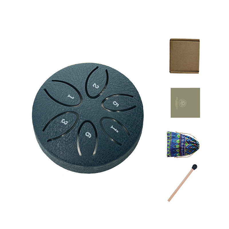 Rain Drum for Outside Garden with The Fingerstalls 3 Inches 6 Notes Steel Tongue Drum, Waterproof Mini Hand Drum with Fingerstalls, Outdoor Musical Chime Instrument for Patio Yard Decor