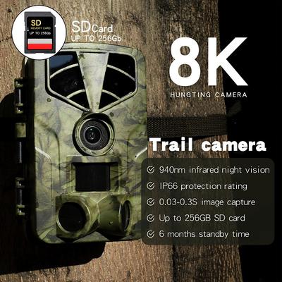 PR906 8K 60MP Digital Hunting Trail Camera Wildlife Camera With Night Vision Motion Activated Outdoor Trigger Camera