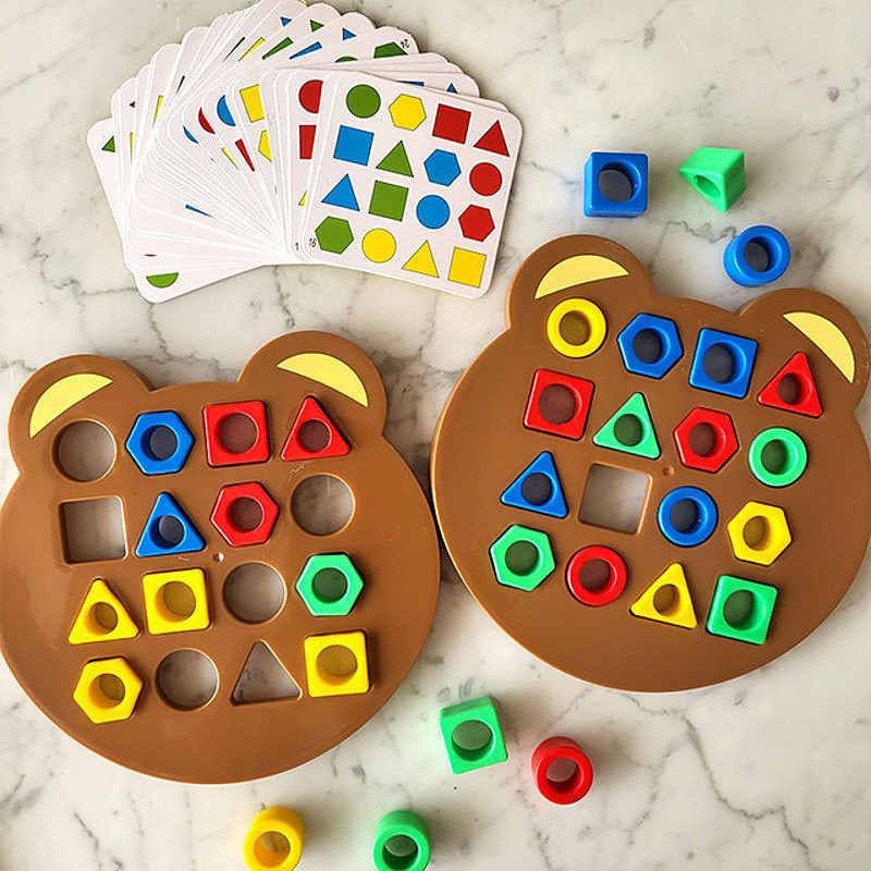 DIY Children Geometric Shape Color Matching 3D Puzzle Baby Montessori Toys Learning Educational Interactive Battle Game Toys For Kids Christmas Gift