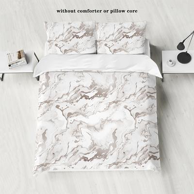 Black White Marble 3D Printed 3-Piece Set of Down Duvet Covers 100% Cotton for Hotels Bedrooms Guest Rooms Bedding Sets Comfy Sets