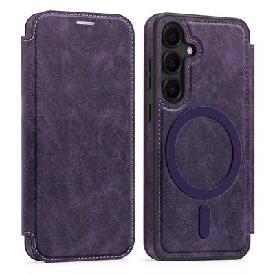 Phone Case For Samsung Galaxy S25 S25 Edge S24 S24 FE S23 Ultra Plus S22 Magnetic Adsorption Flip Cover Support Wireless Charging Card Slot Shockproof TPU PC PU Leather