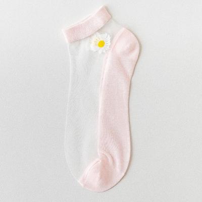 Women Daisy Sheer Socks,Womens Girls Lace Sheer Ankle Sock Thin Mesh Cotton Socks Transparent See Through Tull Low Cut Sock