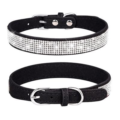 Pet Collar Shiny Rhinestone Dog Collar Small And Medium-sized Dog Chain Walking Dog Rope Microfiber Cat Collar