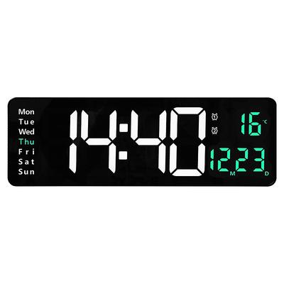 Large Digital Wall Clock Remote Control Temp Date Week Display Power Off Memory Table Clock Wall-mounted Dual Alarms LED Clocks