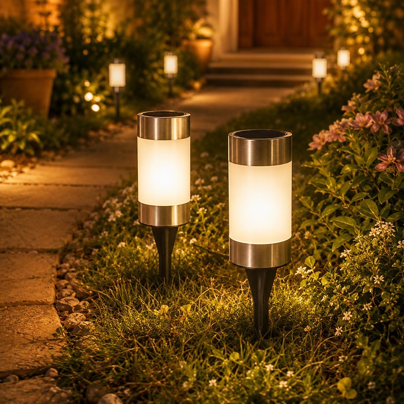 2pcs Solar Mini Pathway Lights Outdoor Garden Lights Ground Plug Led Garden Lamp Super Bright Solar Plastic Lawn Lamp Garden Landscape Lamp