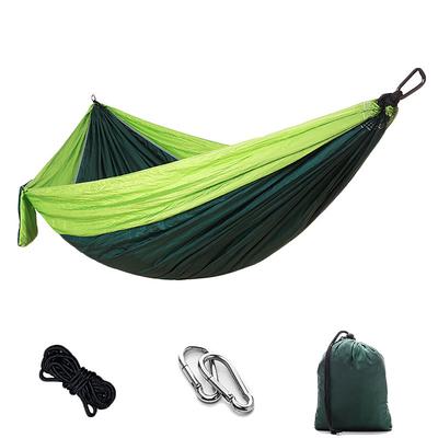 Camping Hammock Outdoor Portable Breathable Quick Dry Ultra Light (UL) Foldable Parachute Nylon with Carabiners and Tree Straps for 2 person Hunting Fishing Hiking Transparent Green Pink and Blue