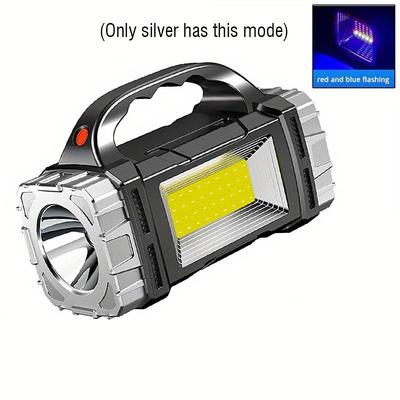 1pc Multifunctional Solar Portable Light, USB Rechargeable LED Flashlight with Side Light, Waterproof, FloodlightSpotlight, Handheld Torch for Home Outdoor Camping, Fishing, Hiking and Nightwalk