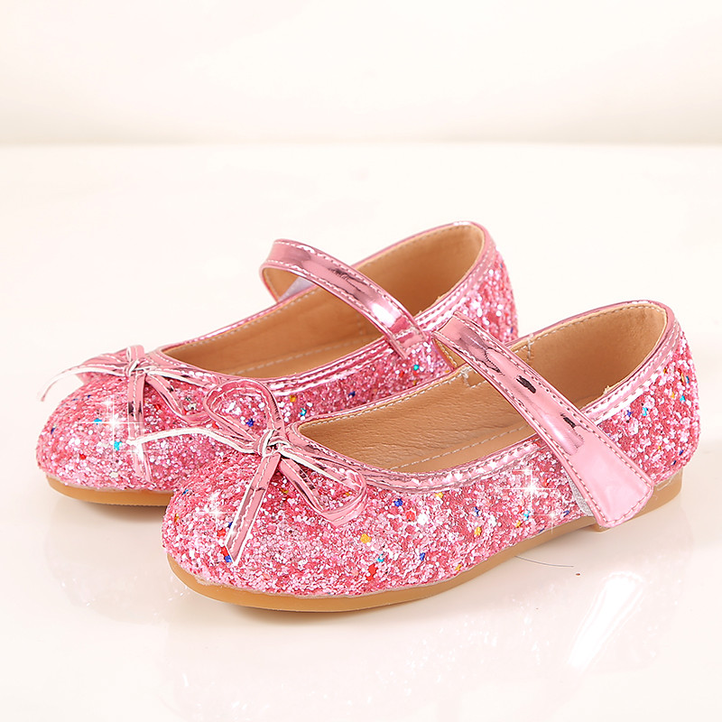 Girls' Flats Daily Flower Girl Shoes Princess Shoes School Shoes Glitter Portable Shock Absorption Breathability Princess Shoes Little Kids(4-7ys) Toddler(2-4ys) Daily Walking Shoes Sequin Butterfly