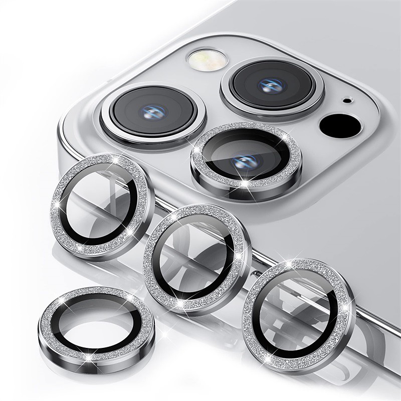 1 Set Camera Lens Protector For Apple iPhone 16 iPhone 15 Pro Max Plus iPhone 14 Pro Max iPhone 13 iPhone 12 Aluminum alloy Anti-Fingerprint Diamond Glitter Shine Scratch Proof