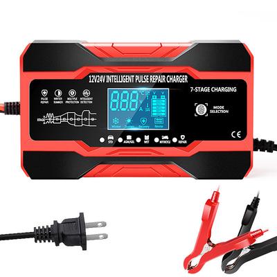 10-Amp Car Battery Charger 12V And 24V Smart Fully Automatic Battery Charger Maintainer Trickle Charger For Lawn Mower Boat Marine Lead Acid Batteries