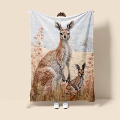 Kangaroo Animal Pattern Soft Throws Blanket,Novelty Flannel Throw Blankets Warm Printed All Seasons Gifts Home Decor Big Blanket