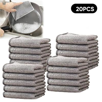 10/20/50pcs Multipurpose Wire Dishwashing Rags for Wet and Dry 2025 New Multifunctional Non-scratch Wire Dishcloth,Scrubs and Cleans for Dishes, Stove Tops, Easy Rinsing, Machine Washable