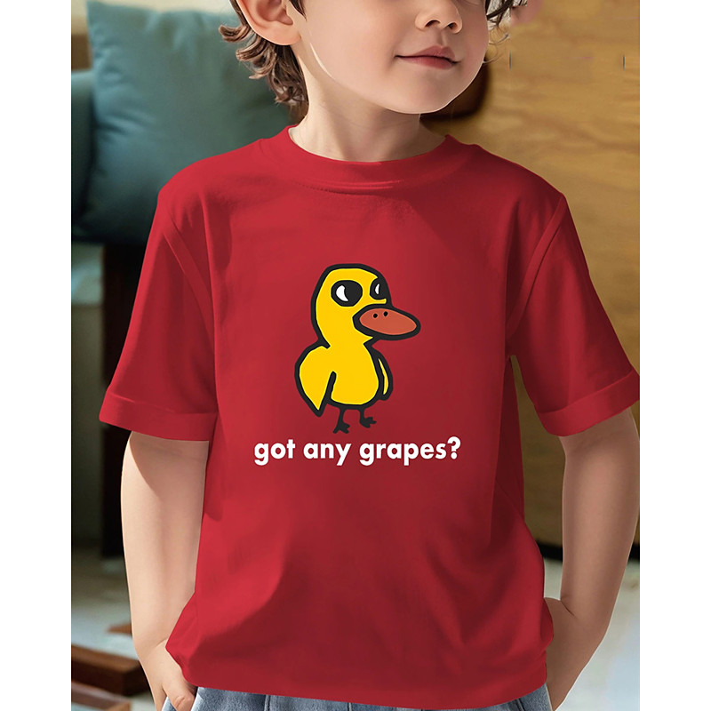 100% Cotton Kids Boys Black White Red Duck T shirt Tops Crew Neck Short Sleeve Vacation Casual Daily Wear Fashion Sport Print Summer