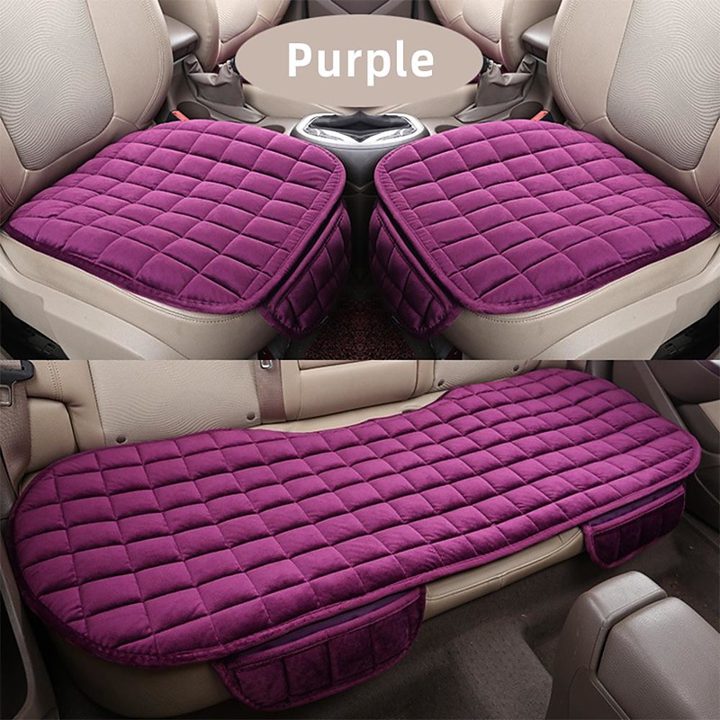 Plush Plaid Thicken Warm Car Seat Cushion Pad Car Seat Protector Car Front Rear Seat Covers For Car SUV Truck Car Accessories