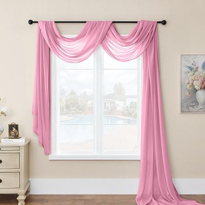 Valentine's Day Luxury Window Scarf Sheer Voile Elegant Topper Long Window Valance Solid Window Treatment Swags Drapes for Window Ceremony Wedding Canopy Bed