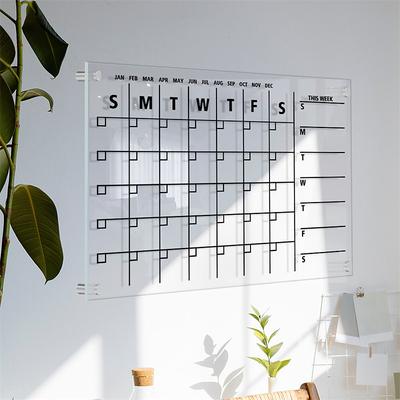 1pc Wall Acrylic Weekly Planner Board Clear Dry Erases Calendar Planner Reusable Weekly Daily to Do List Board Craft Table