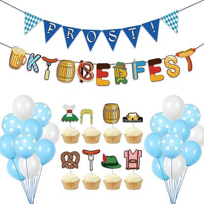 Dedicated To Oktoberfest Party Decoration Paper Banner Pull Flag Pennant Balloon Cake Card Card Wish
