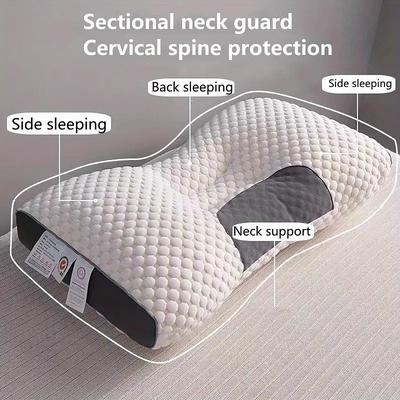 1pc Knitted Antibacterial Cotton Neck Pillow For Adults To Help Sleep Soft Adjustable Ergonomic Orthopedic Contour Support Pillow Removable Cover