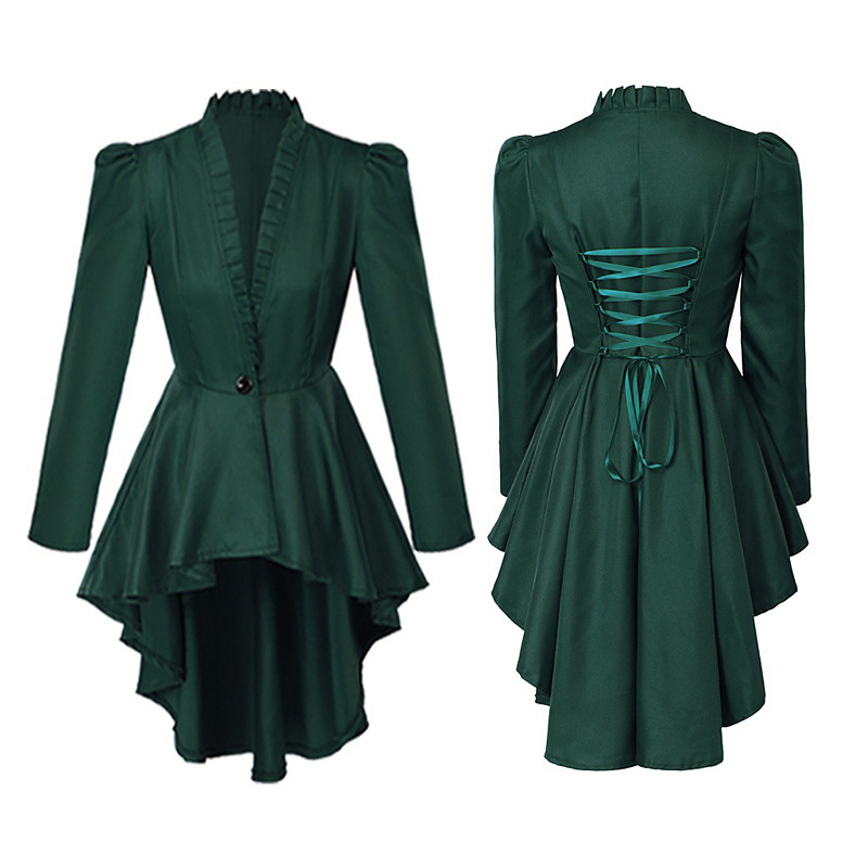 Punk Gothic Medieval Renaissance Coat Cosplay Costume Trench Coat Witch Goth Girl Solid Colored Fancy Dress Women's Royal Steampunk Walpurgis Night Halloween Carnival Masquerade Event / Party Daily