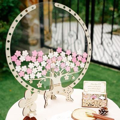Wedding Guest Book Tree and Leaf Wedding Message Board Valentine's Day Wedding Blessing Collection Box