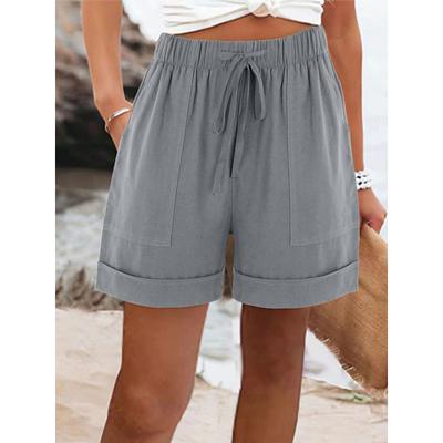 Women's Cotton Linen Shorts Chinos Shorts Basic Short High Waist Plain Pocket Elastic Waistband Comfy Soft Comfortable Micro-elastic Outdoor Street Black Pink Army Green Blue Summer Spring Regular Fit