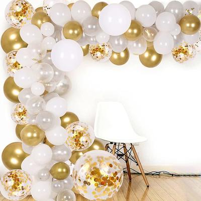 DIY Balloon Arch Garland kitParty Balloons Decoration Set Gold Confetti Silver White Transparent Balloons for Bridal Baby Shower Wedding Birthday Graduation Anniversary Party
