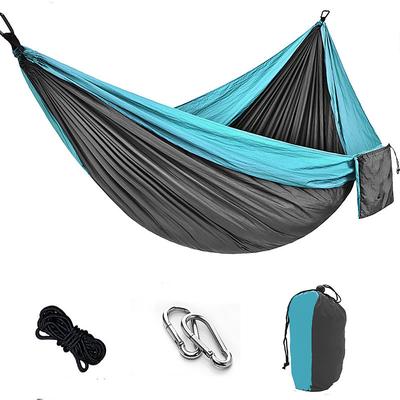 Camping Hammock Outdoor Portable Breathable Quick Dry Ultra Light (UL) Foldable Parachute Nylon with Carabiners and Tree Straps for 2 person Hunting Fishing Hiking Transparent Green Pink and Blue