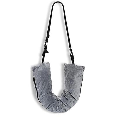 Stuffable Travel Neck Pillow, Velvet Travel Pillow for Extra Luggage, Stuffable Pillow with Adjustable Neck Size, Travel Essentials,Packable Airplane Travel Pillow, No Filler