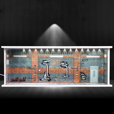 1:64 Model Car Display Case Diecast Diorama Garage,Simulated Parking Lot Model Miniature Scene Parking Lot PVC Assembly with Light Parking Space Model Display Frame Toy Display Box